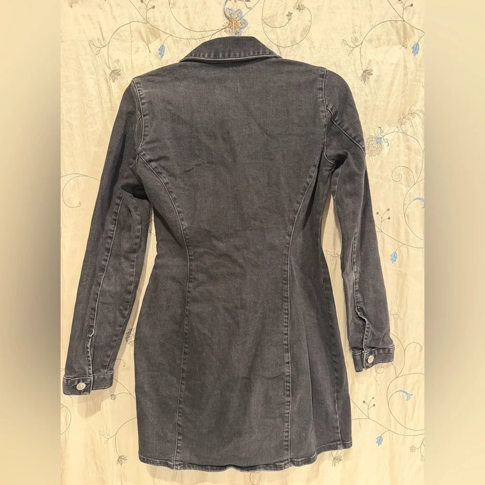 Zara Dark Gray Long Sleeve Denim Dress - Picture 5 of 6